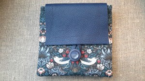 Leather flap purse made from William Morris fabric 